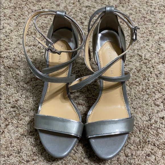 Gianni Bini Silver Strappy Heels - Picture 1 of 7